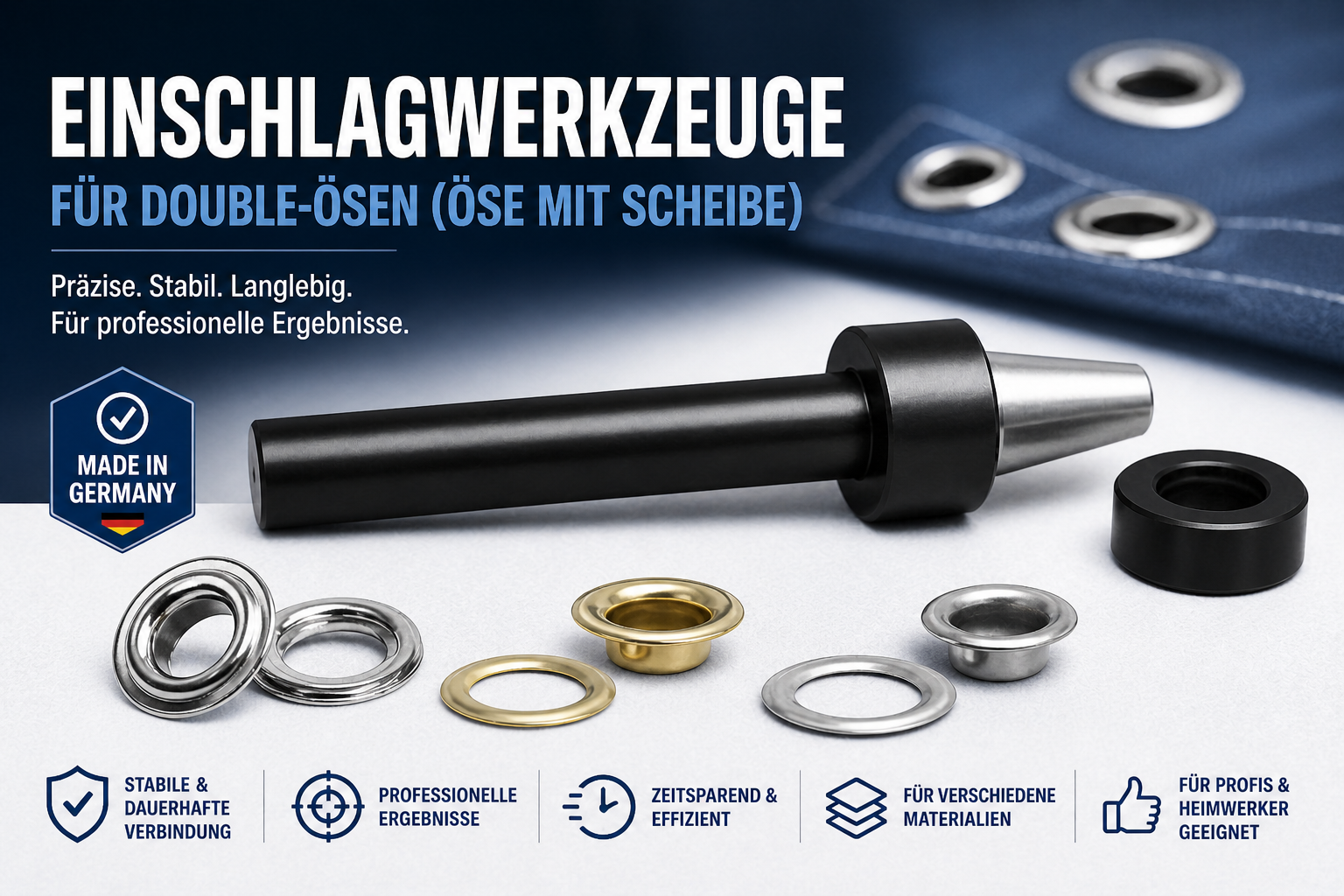 Einschlagwerkzeug für Double Ösen Ösenstanze Werkzeug für Planen Banner Leder