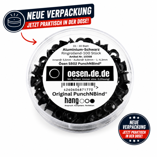 Ösen schwarz S502 PunchNBind® 100 Stück