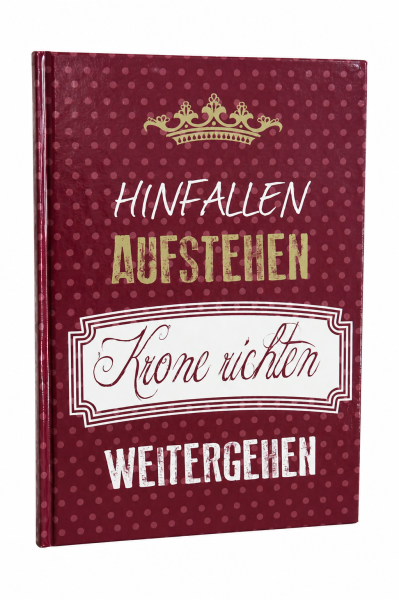 Notizbuch A5 kariert 80 Blatt 80 g/m² – Hinfallen Aufstehen Krone richten Weitergehen