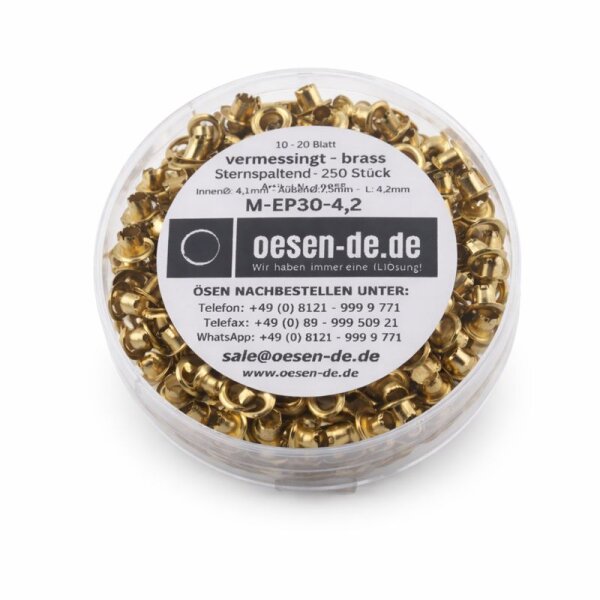 Ösen MEP30–4,2 mm vermessingt 250 Stück für 10–20 Blatt